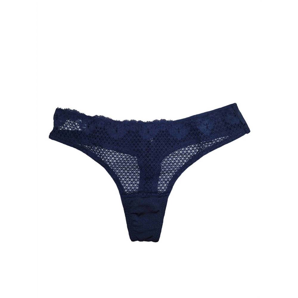 NEW TIMPA LINGERIE duet lace low rise thong in dark denim